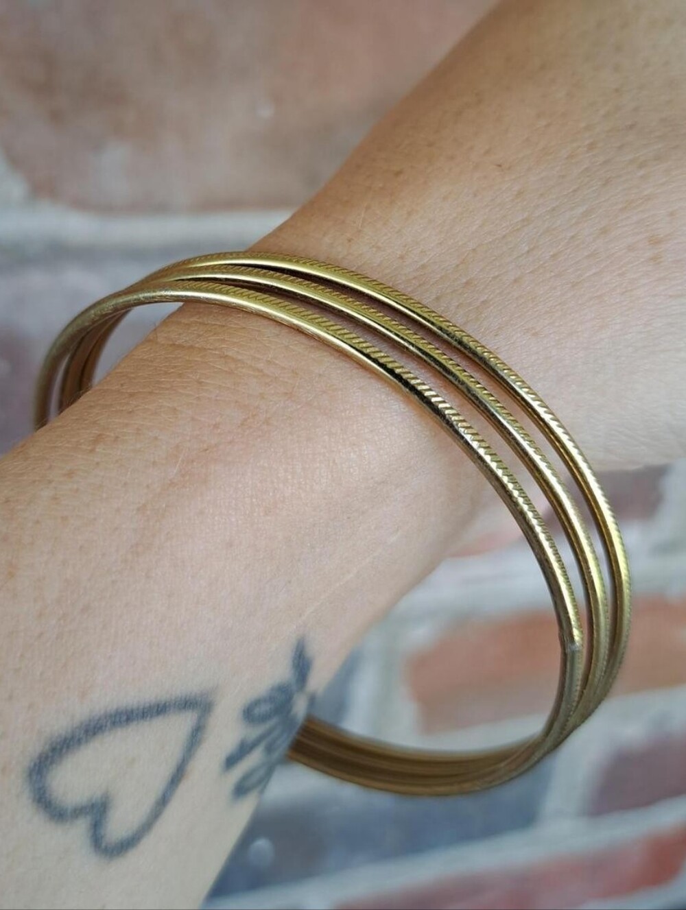 Set of 3 Gold Tone Textured Bangle Bracelets
